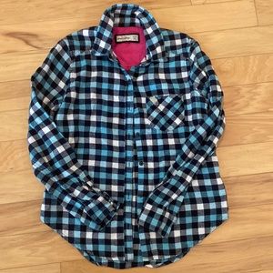 Abercrombie Kids teal & navy soft flannel shirt size 13/14